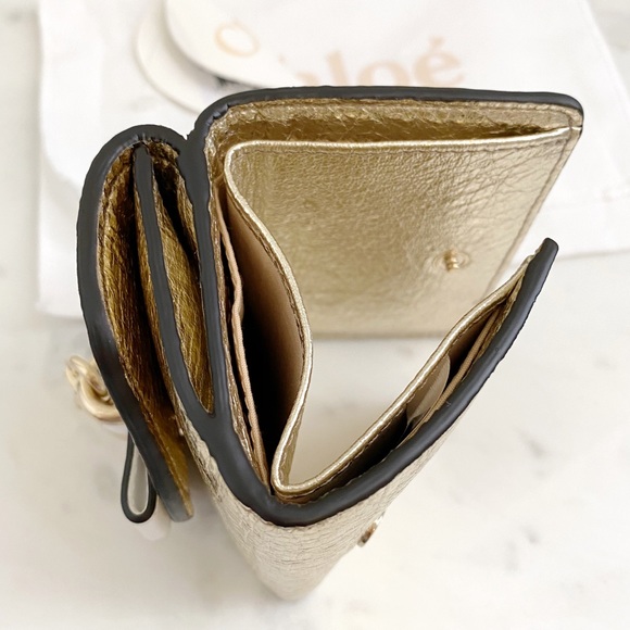 NWT Chloe Mini Metallic Trifold Wallet - Picture 13 of 16